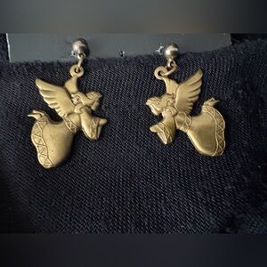 Gold Angel Earrings and Red Heart post earrings ❣️